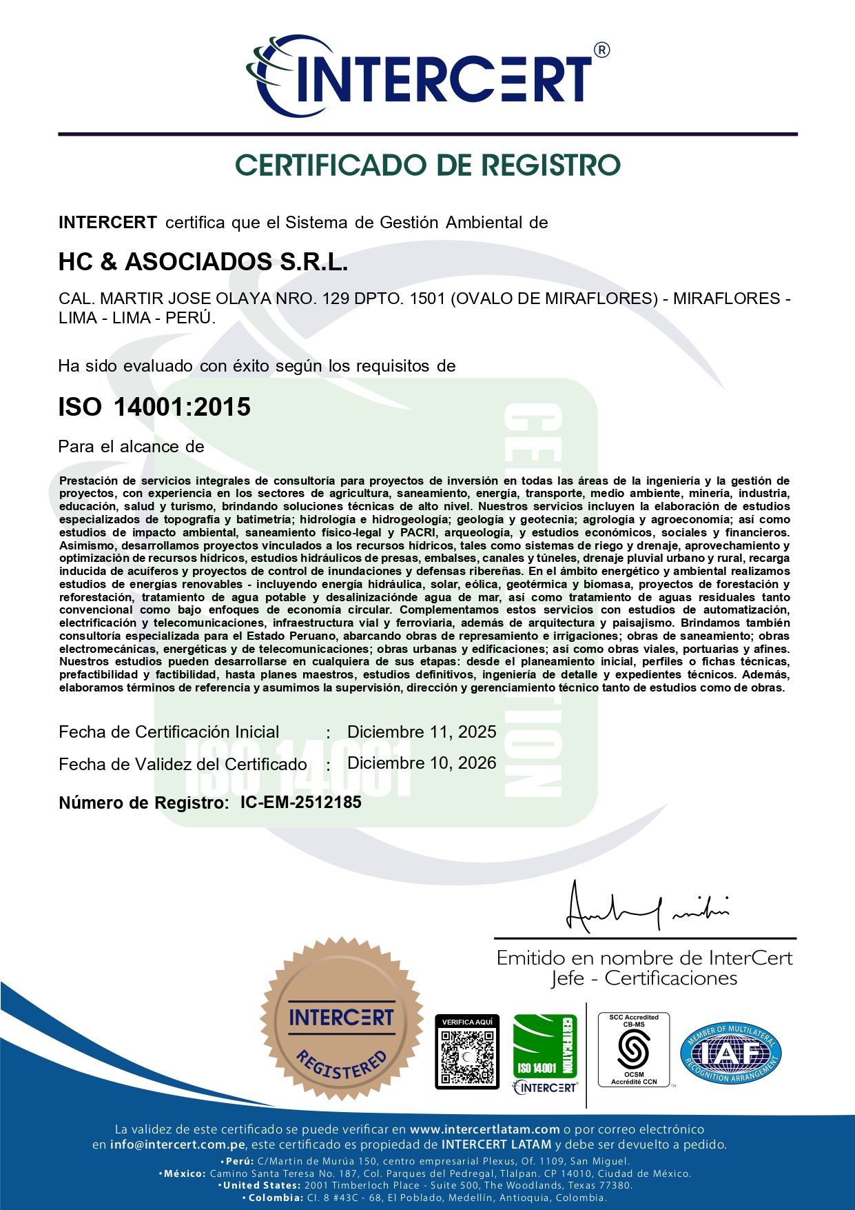 ISO 14001:2015 SISTEMA DE GESTIÓN AMBIENTAL